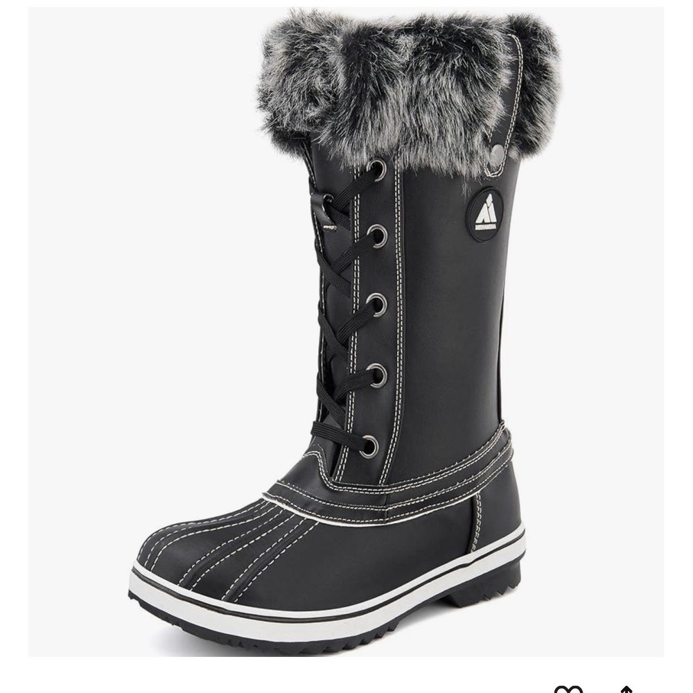 Mishansha Womens 9 Knee High Snow Boots Black Fur Lined Water Resistant NWOB
